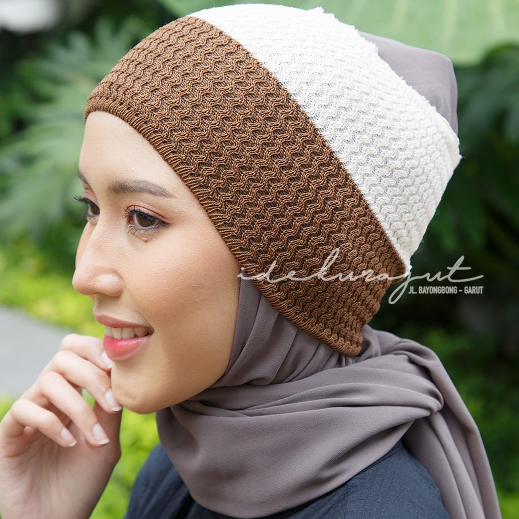 Jual Idekurajut - Ciput Rajut Bandana 3-Ply / Pattern Zigzag 2-Tone ...