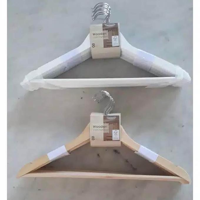 Jual Hanger Baju / Gantungan Baju Bahan wooden informa - warna kayu ...
