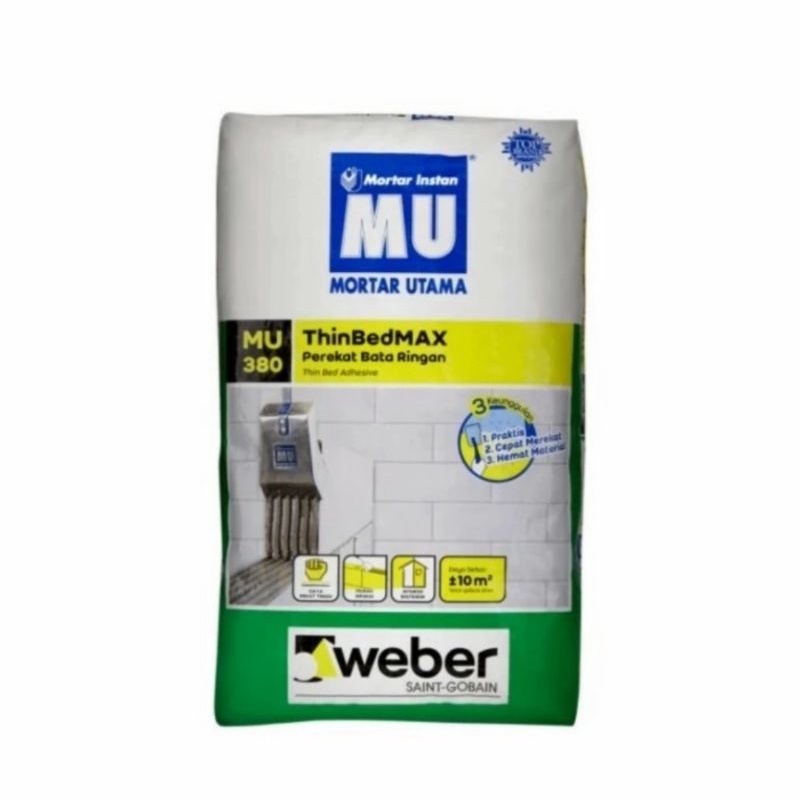 Jual Mortar MU-380 Thinbed MAx/Semen Instant Perekat Bata Ringan Khusus ...