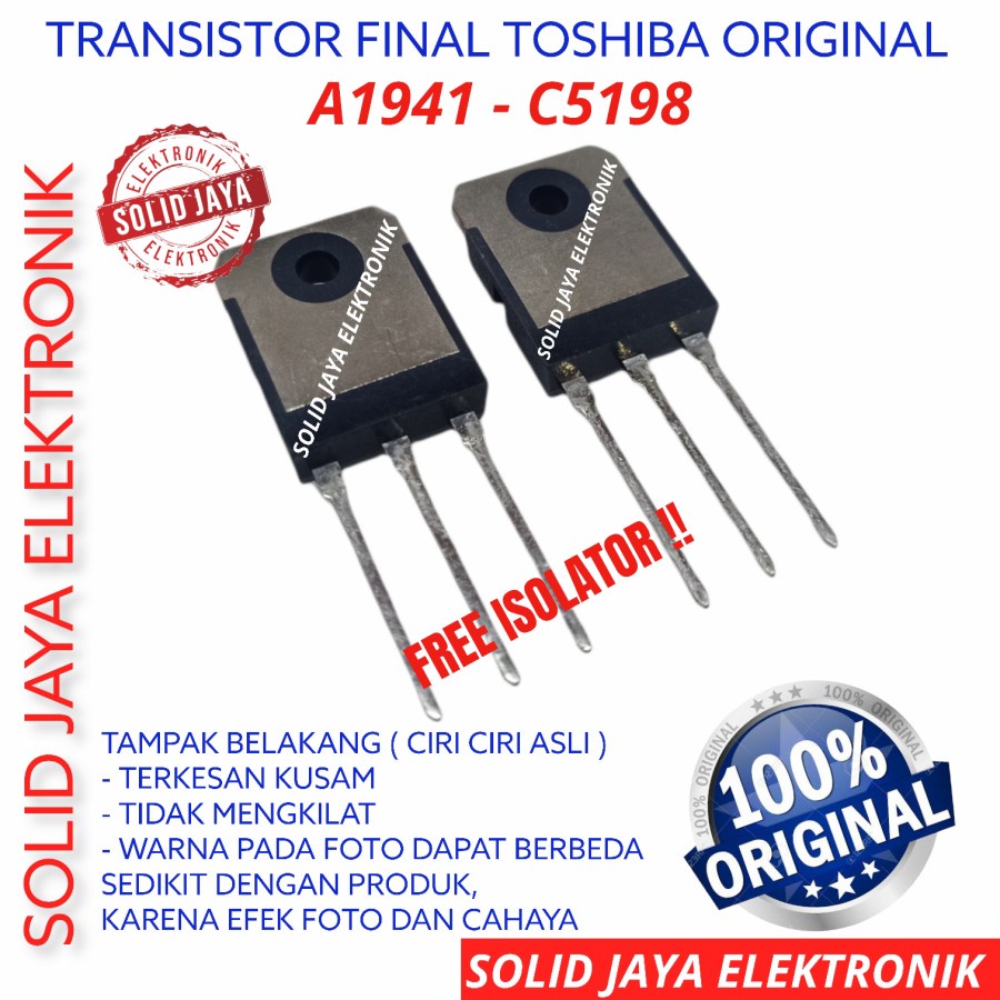 Jual TRANSISTOR FINAL TOSHIBA A1941 C5198 ASLI JEPANG ORIGINAL SATU SET