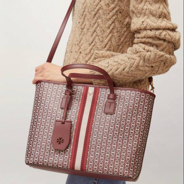 Tory burch gemini outlet link tote burgundy