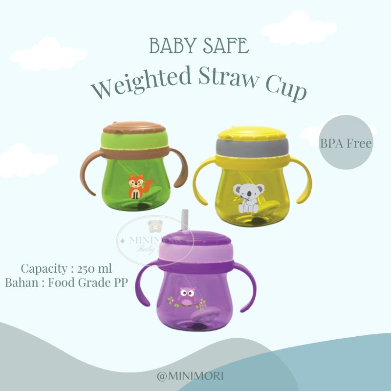 Jual Baby Safe Weighted Straw Cup Babysafe Sippy Cup JP019 / Training