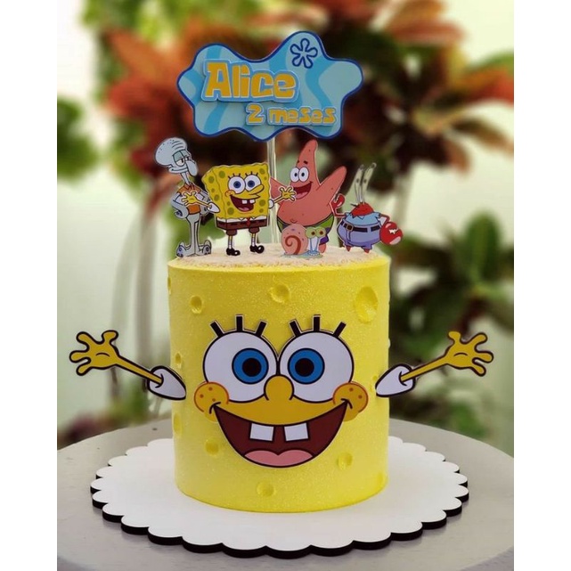 Bob Esponja Quadrada Calça Anime Boneco Figura Ornamentos Torta Daxing  Polvo Irmão Chefe De Caranguejo Decoração Bolo - Escorrega o Preço