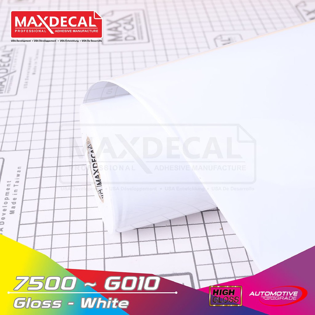 Jual [45cm X 15m] Maxdecal 7500 010 White Gloss Matt Doff Skotlet Motor