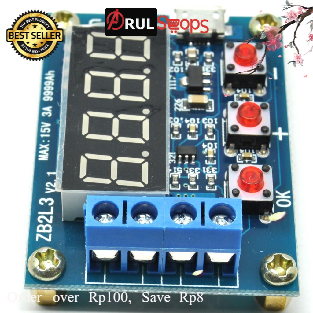Jual Zhiyu Battery Capacity Meter Discharge Tester 1.5v~12v for 18650 ...