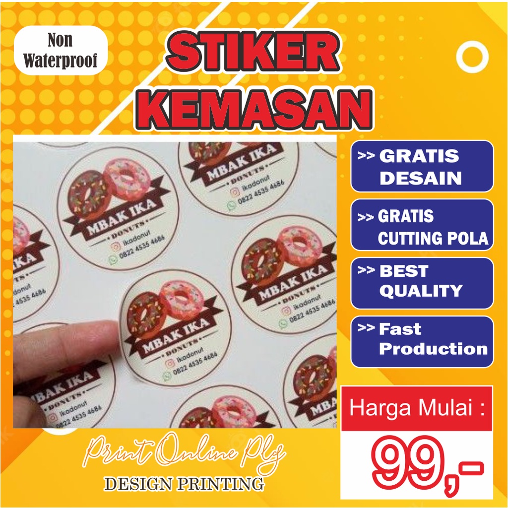 Jual Cetak Stiker Kemasan Non Waterproof Sticker Makanan Olshop Murah Shopee Indonesia 9882