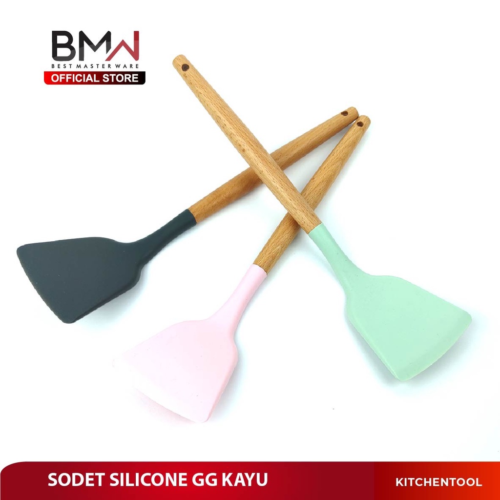 Jual Bmw Kitchenware Sodet Silicone Spatula Silicon Sutil Silikon Gagang Kayu Tahan Panas