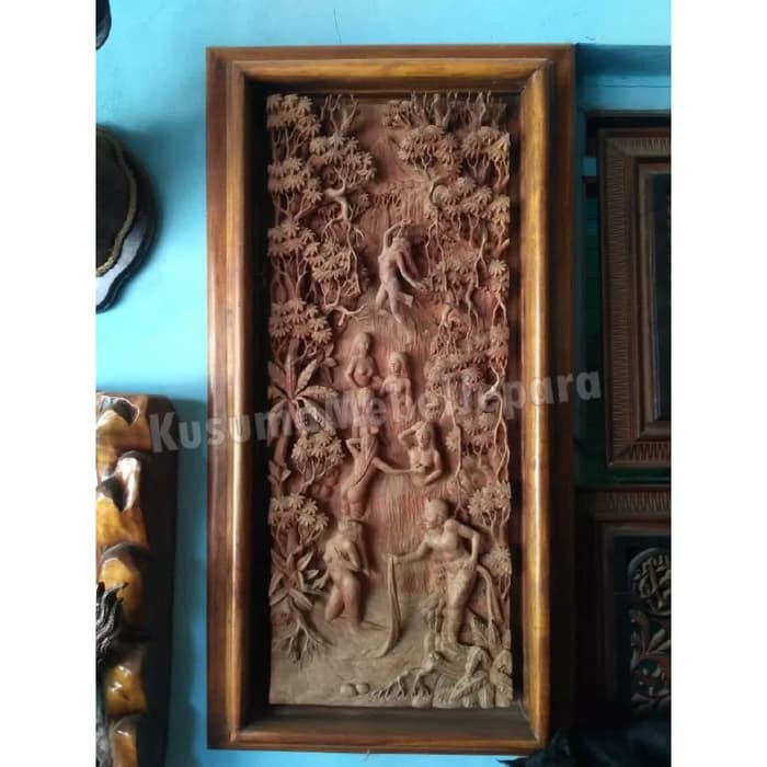 Jual Relief Patung Jaka Tarub Kayu Jati (Panjang 100cm) | Shopee Indonesia