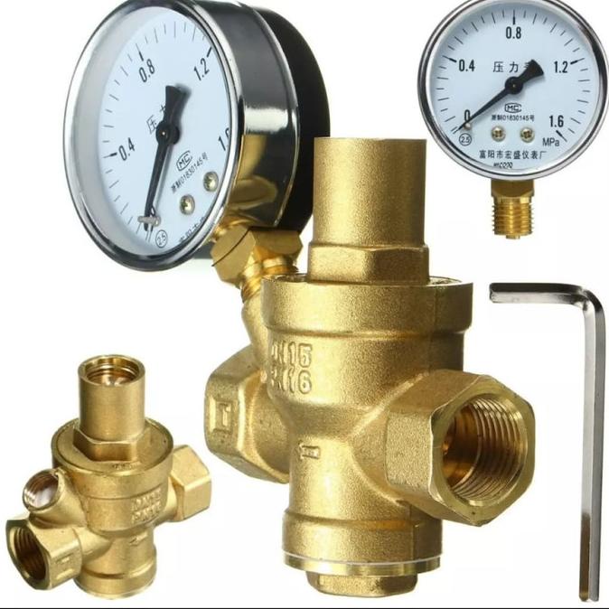 Orinthia 304 Stainless Steel Water Pressure Reducing Valve With Pressue Gauge DN15