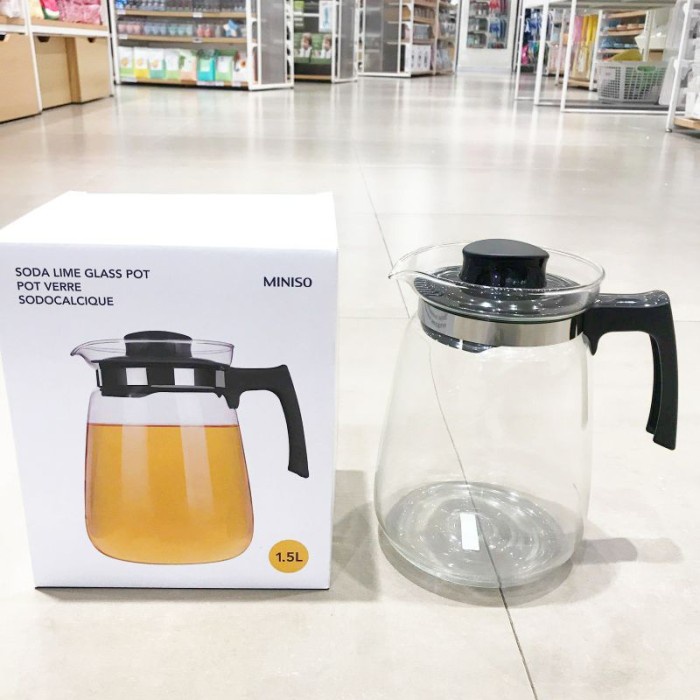 Jual MINISO Soda lime glass pot 1,5L / cangkir miniso / teapot miniso