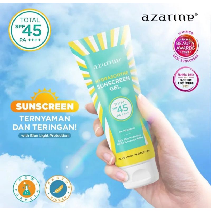 Jual Azarine Hydrasoothe Sunscreen Gel SPF 45 PA++++ 50ml | Shopee ...