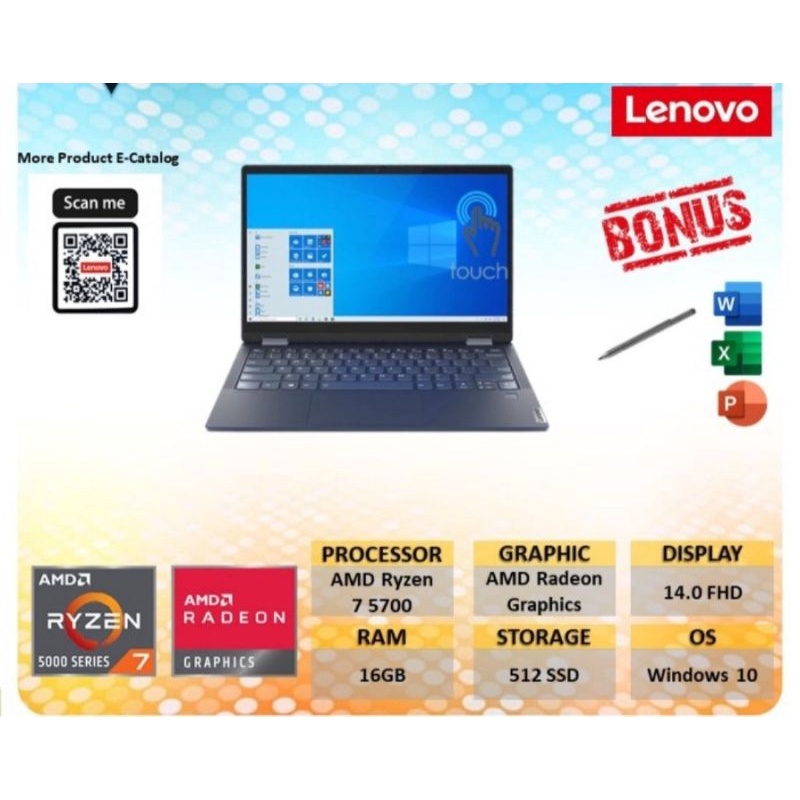 Jual Lenovo Yoga 6 2 in 1 Touch Fabric Ryzen 7 5700 16GB/512GB SSD 13.3