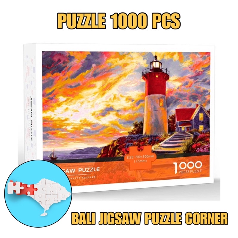 Jual JIGSAW PUZZLE 1000 PCS - SUNSET LIGHTHOUSE BY THOMAS KINKADE ...