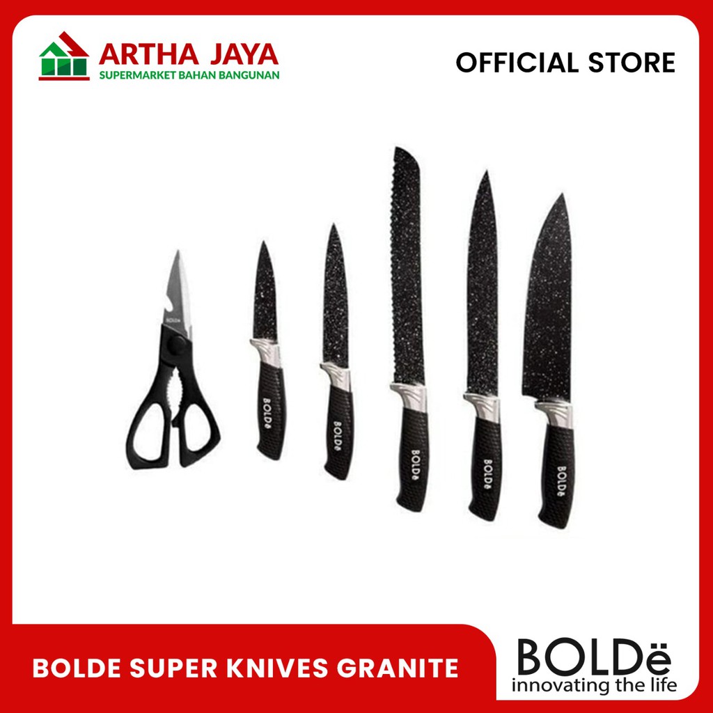 Jual Bolde Pisau Dapur Granit Super Set Pcs Pisau Stainless Steel Gunting Dengan Holder