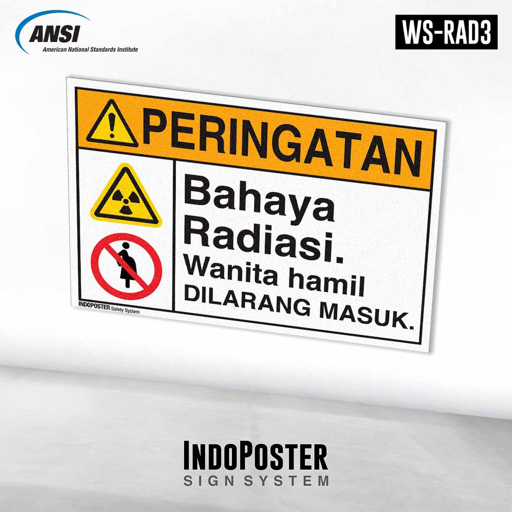 Jual Stiker K3 Safety Sign Ansi Bahaya Radiasi Wanita Hamil Dilarang