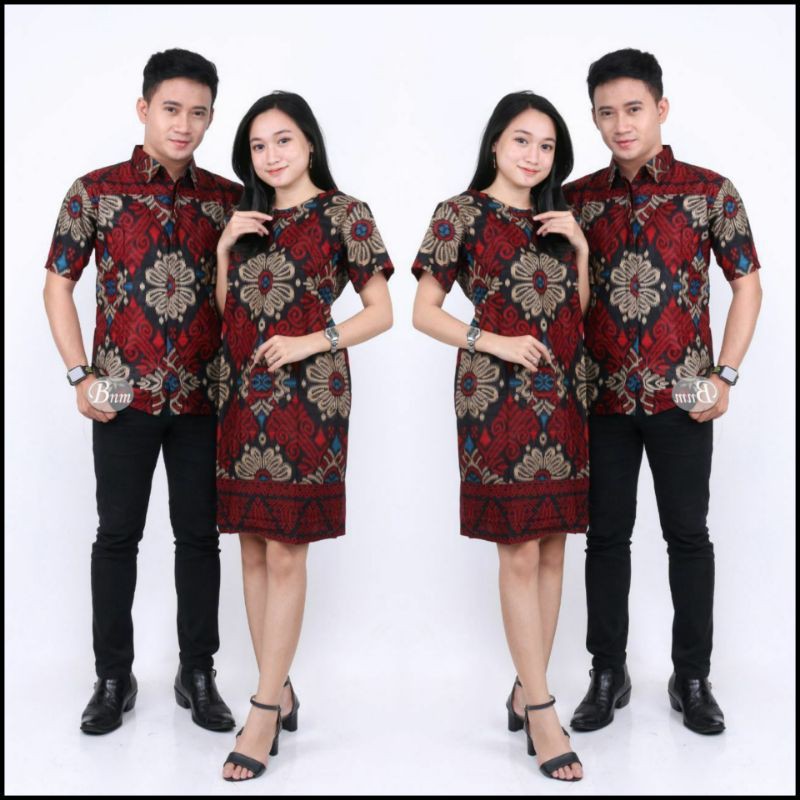 Jual Baju Batik Couple modern murah Katun Halus Kombinasi Truntum Jahit ...