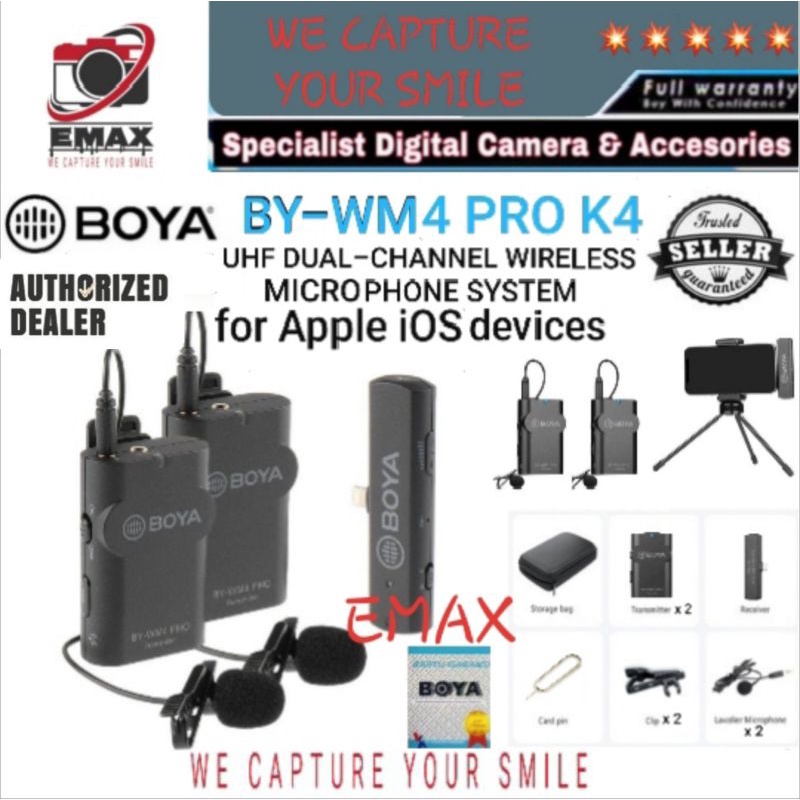 Jual BOYA BY WM4 PRO K4 / K3 Microphone Wireless Mic Clip on Lavalier ...