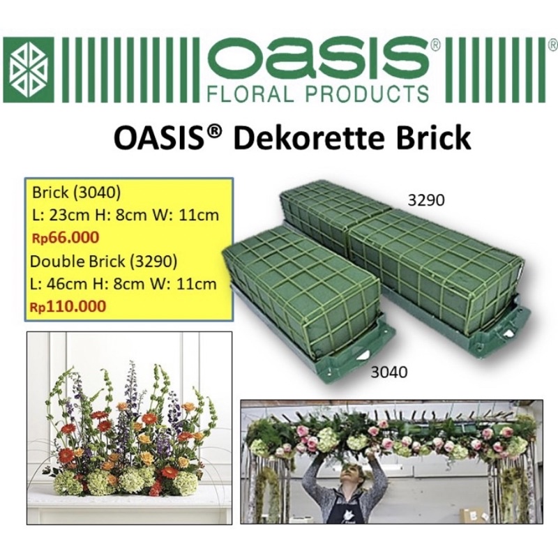 Jual Oasis Dekorette Brick Double Brick 3290 Floral Tray With Floral