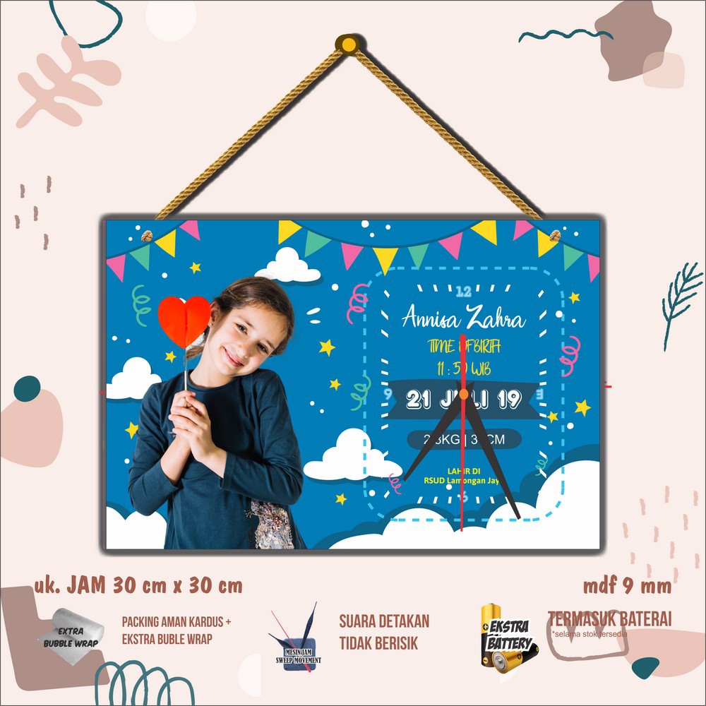 Jual [xxxx] BIO BABY CLOCK - Jam Dinding Custom Biodata Bayi Kado Baby Born  Kado Ulang Tahun Anak | Shopee Indonesia