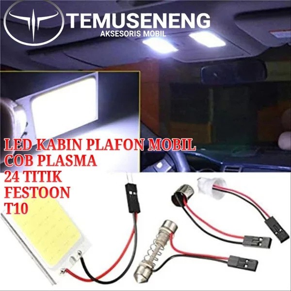 Jual Led Lampu Mobil Cob 24 Titik Plasma Kabin Plafon Putih 36x26mm T10 Shopee Indonesia