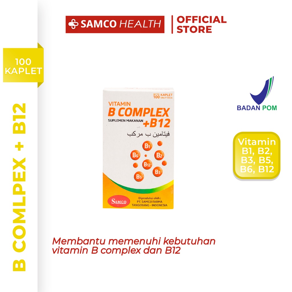 Jual Samco B Complex + B12 Botol | 100 Kapsul | Suplemen Vitamin B ...