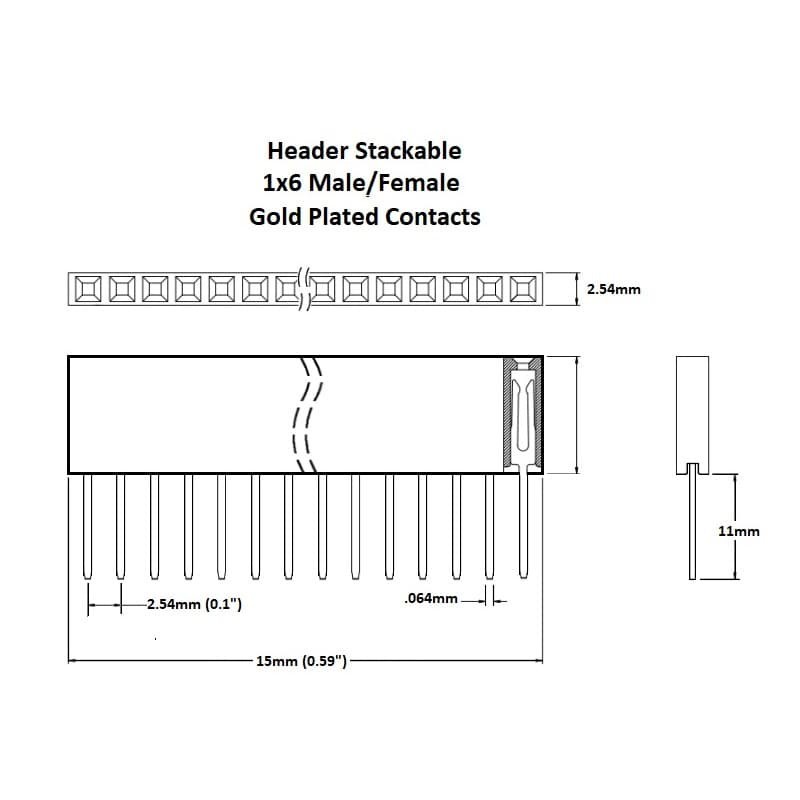 Jual STACKABLE HEADER SHIELD 6P 6 PIN 2.54MM 1x6 | Shopee Indonesia