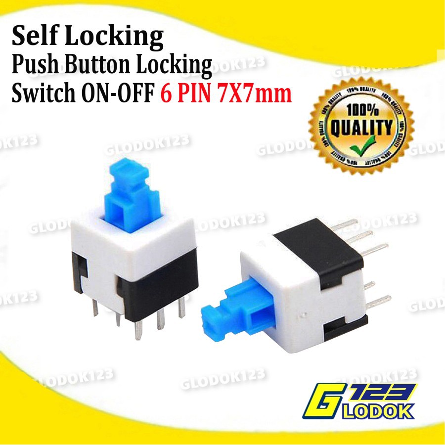 Jual Switch Push Button On Off Self Lock Saklar Tekan 6 Pin Kaki 7 x 7 ...