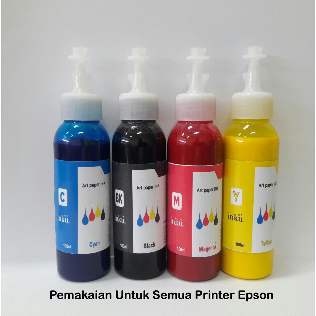 Jual Tinta Art Paper INKU 100ml (Harga 1 Set / 4 botol) Shopee