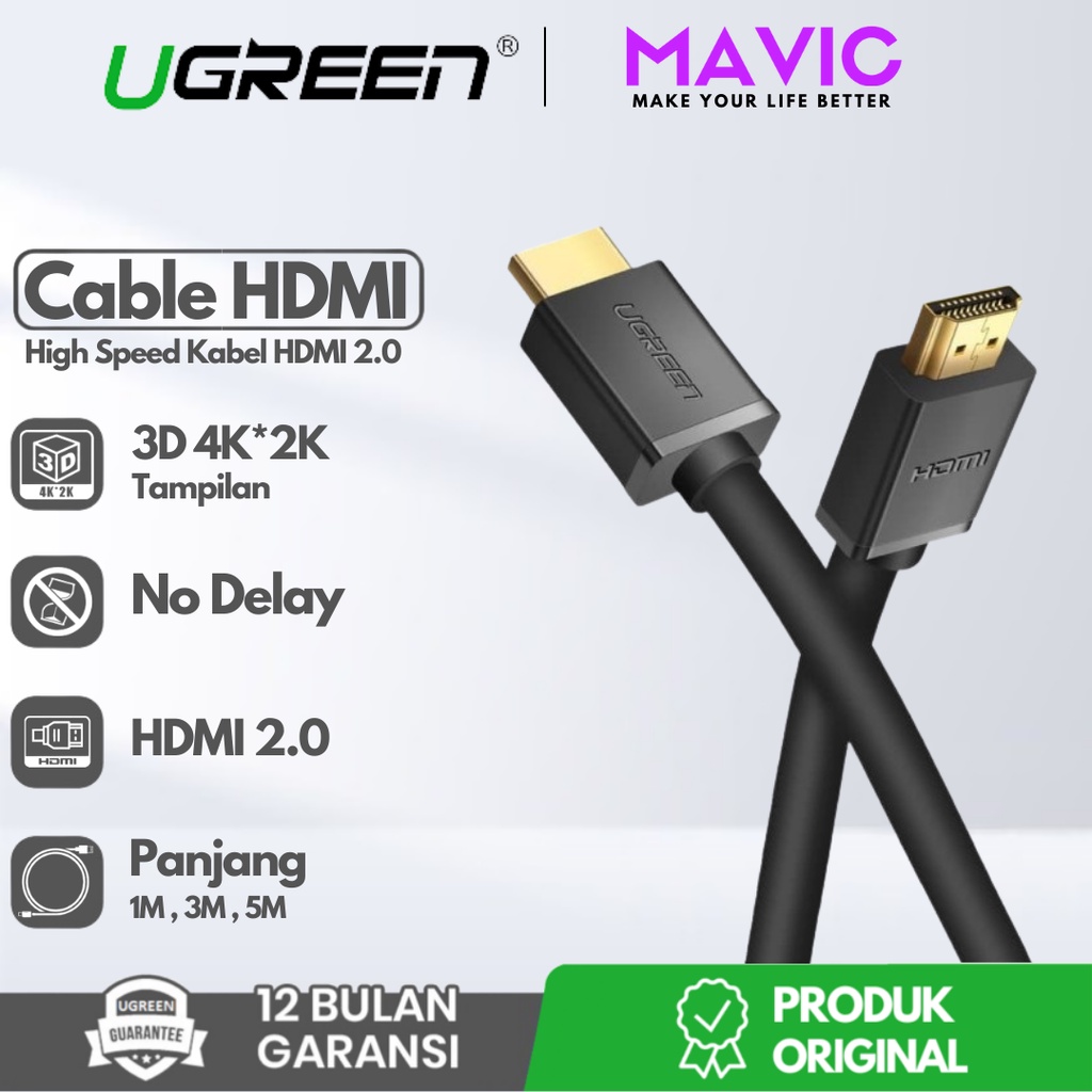 Jual UGREEN HD104 Kabel Cable HDMI To HDMI 2.0 4K 60 FPS 1M/3M/5M