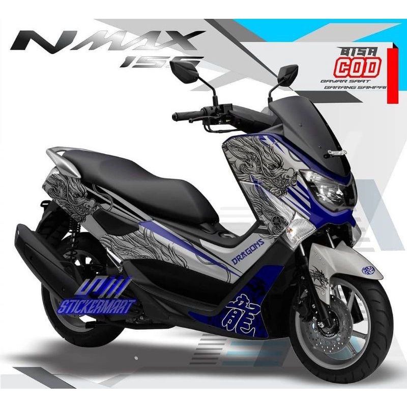 Jual STICKER DECAL YAMAHA NMAX SILVER BLUE DRAGON | Shopee Indonesia