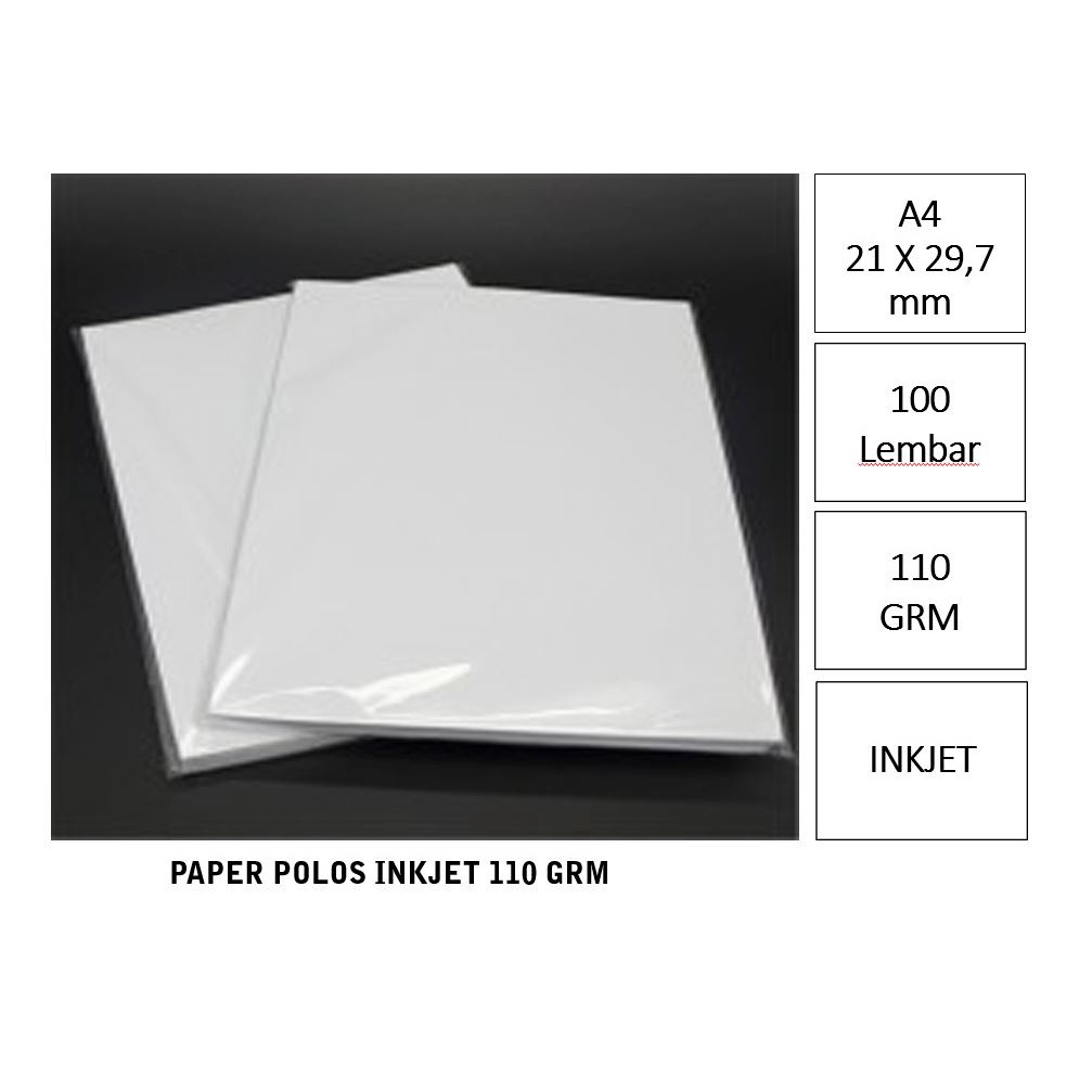 Jual PAPER / KERTAS FOTO INKJET 110 GRM A4 ISI 100 PCS | Shopee Indonesia