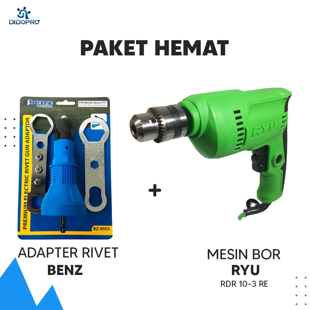 Jual Paket Rivet Gun Adapter Tang Rivet Elektrik Bor Listrik 10mm Mesin ...