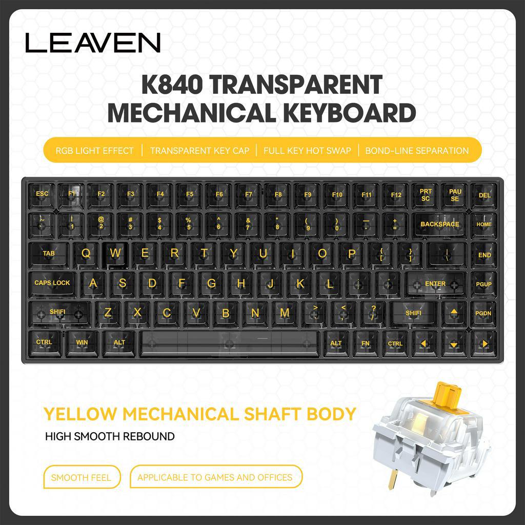 Jual Leaven K840 Kristal Keycaps Keyboard Mechanical Tkl Rgb Type C