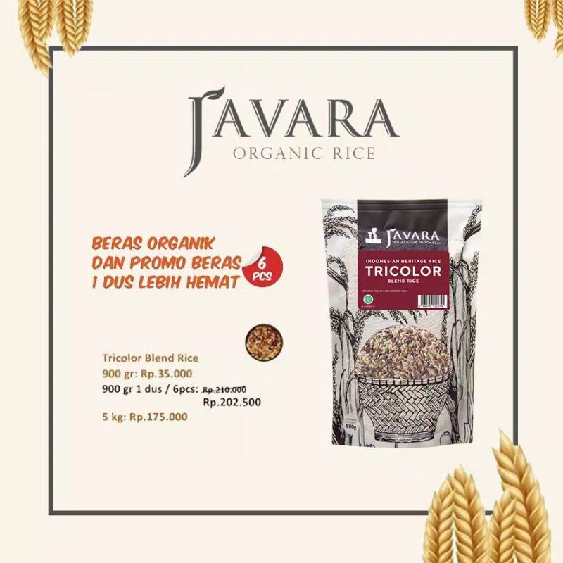 Jual JAVARA ORGANIC RICE 5KG | TRICOLOR | ANDEL ABANG | MENTHIK WANGI ...