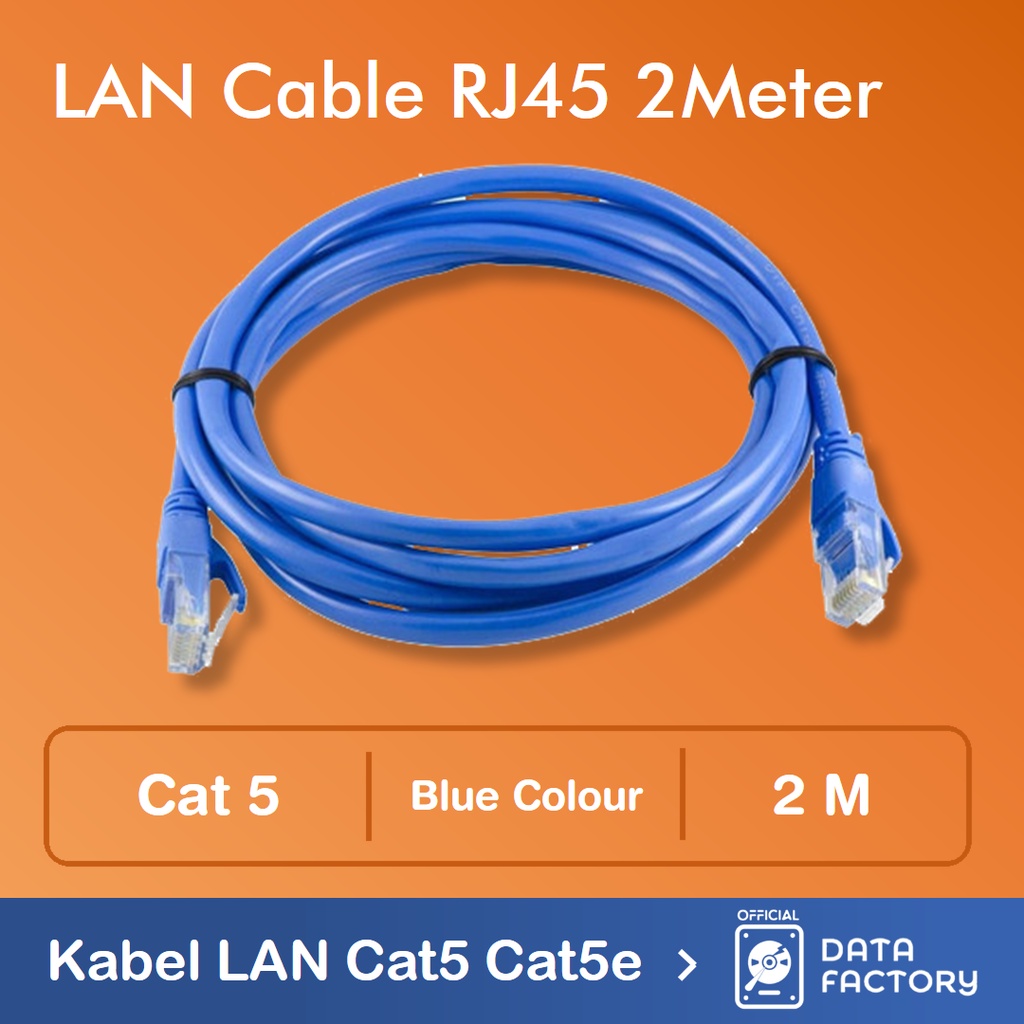 Jual Kabel LAN RJ45 UTP Cat5 Ethernet 2M / 2Meter - LAN Cable Blue Cat ...