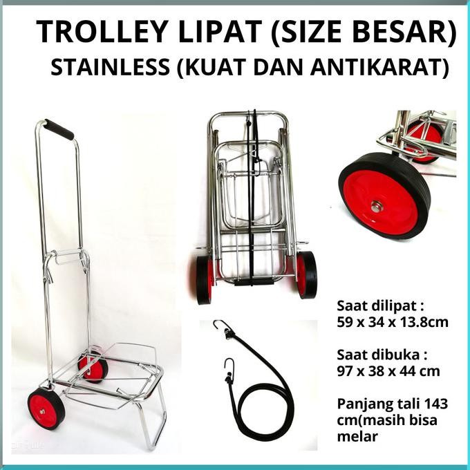 Jual Troli Besi Stainless Troly Barang Koper Troley Trolley Roda Lipat Barang Koper Galon 5402