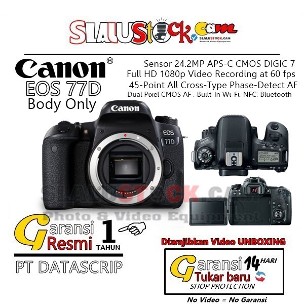 Canon EOS 77D Body Only Camera Canon 77D BO 77D Body