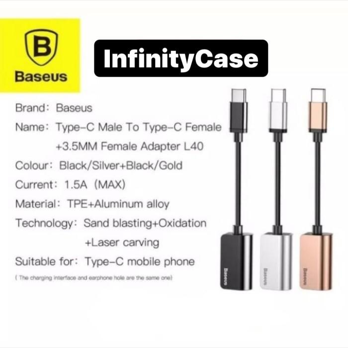 Jual Baseus Splitter Type C Male to Type C Female Audio 35MM Female ...