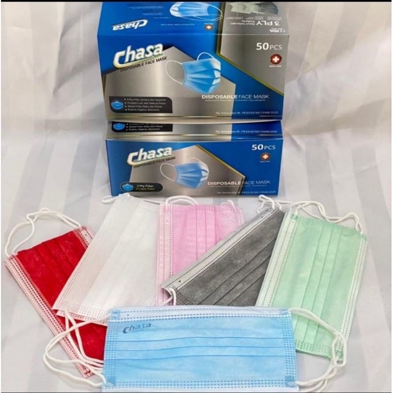 Jual Masker 3ply Isi 50 Pcs Earloop Chasa | Shopee Indonesia