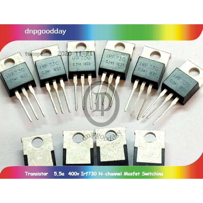 Produktbild von 10 IRF730 N-Kanal MOSFET Transistoren – TO220, 400 V, 5,5 A, Für Schaltungen & Leistungselektronik