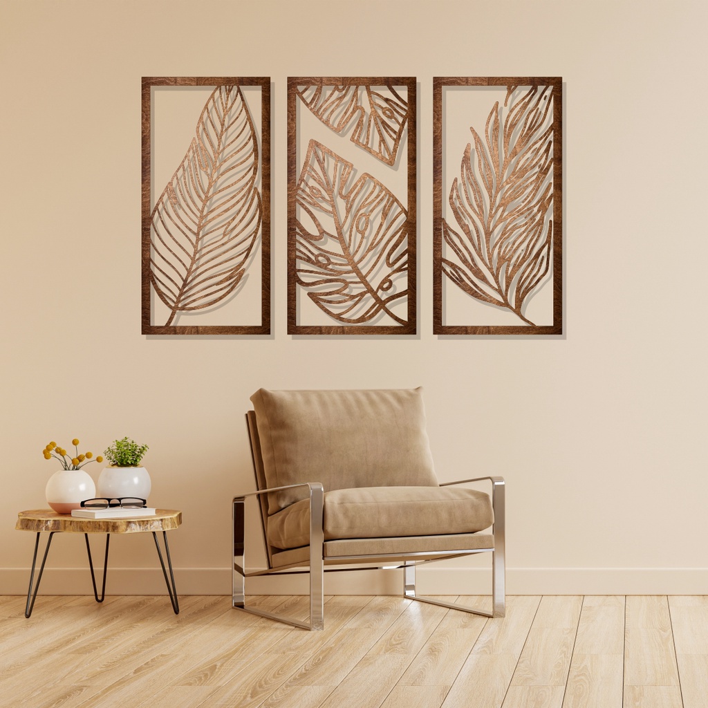 Jual ( 1 SET ISI 3 ) Hiasan Dinding kayu Pajangan Ruang Tamu Aesthetic