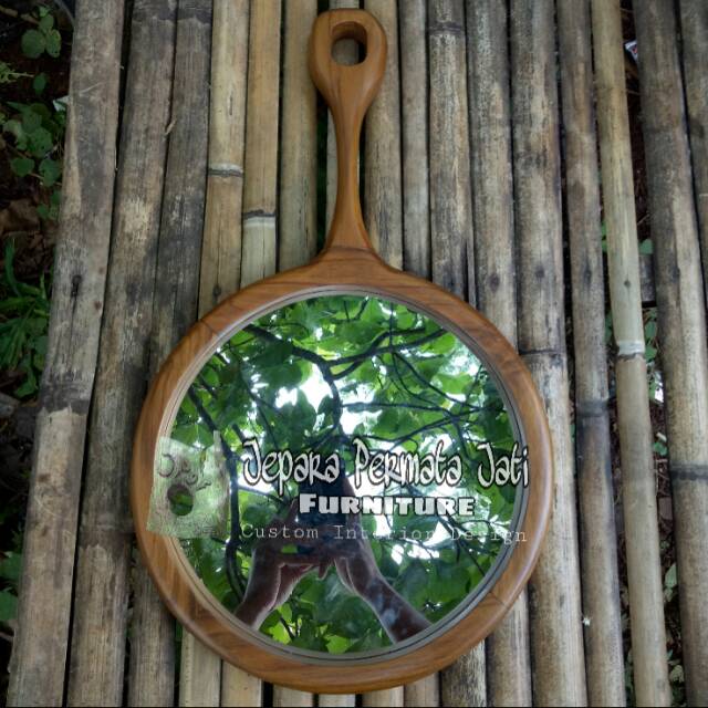 Jual Cermin Hias Talenan Kayu Jati Round Mirror Figura Cermin