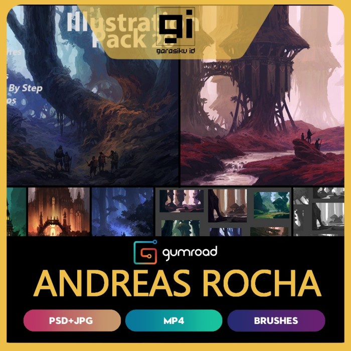Jual Andreas Rocha - Illustration Pack 28 Video + PSD File + Brushes ...