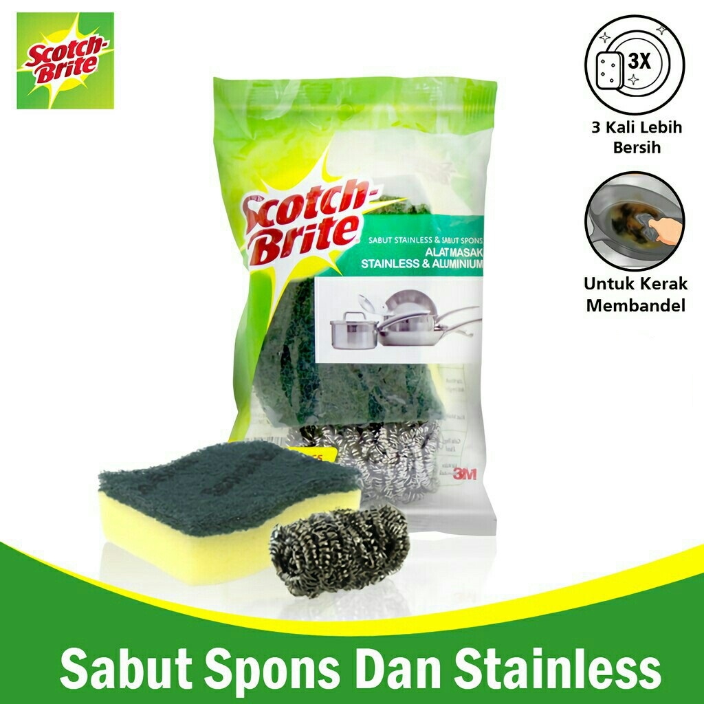 Jual Scotch Brite Combo Sabut Spons Cuci Piring Dan Sabut Stainless