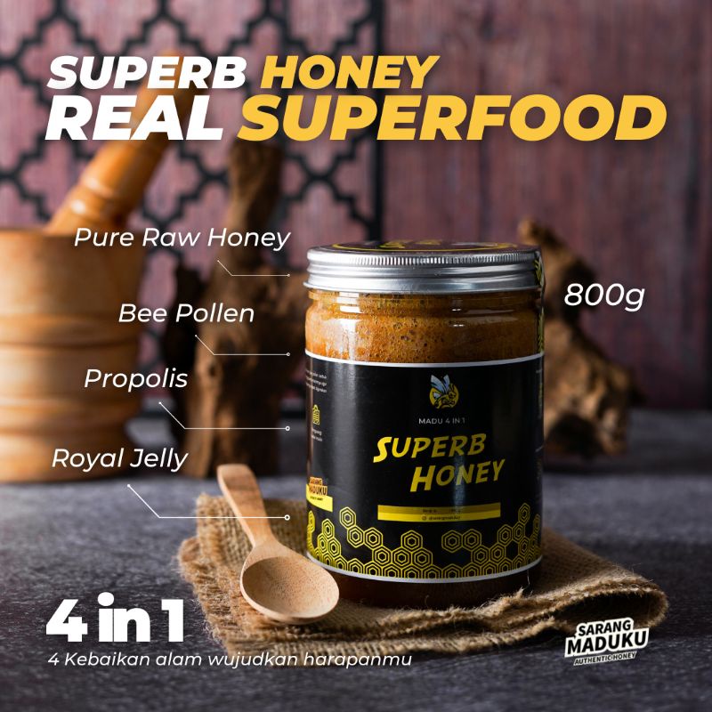 Jual Sarang Maduku Madu Royal Jelly Bee Pollen Propolis Madu Super 4in1 Madu Asli Superb