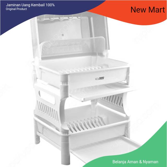 Jual Stora rak piring 2 susun dengan cover penutup & saringan air ...