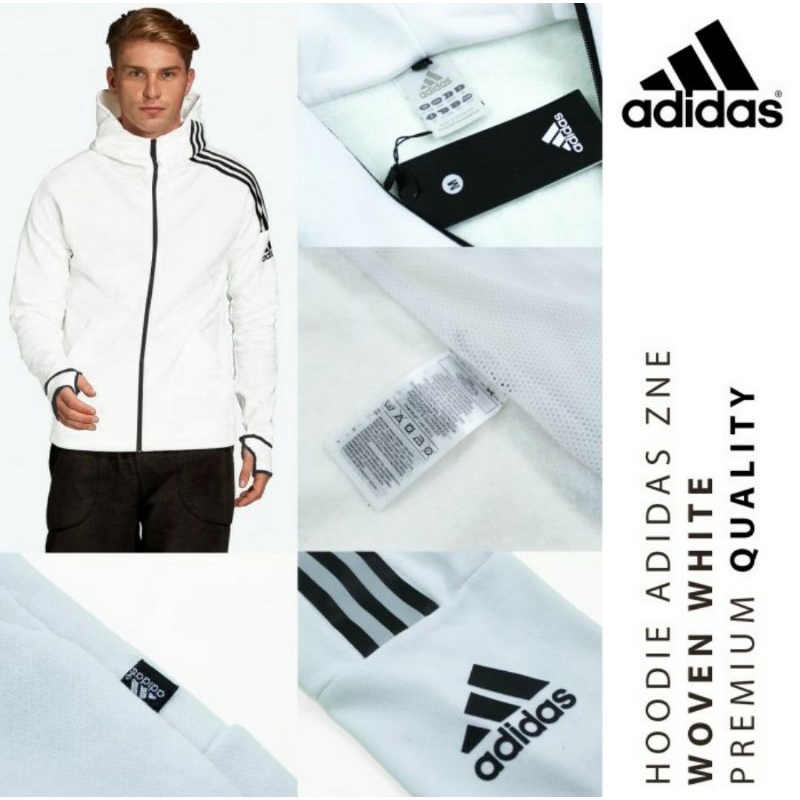 HOODIE ADIDAS ZNE WOVEN WHITE PUTIH
