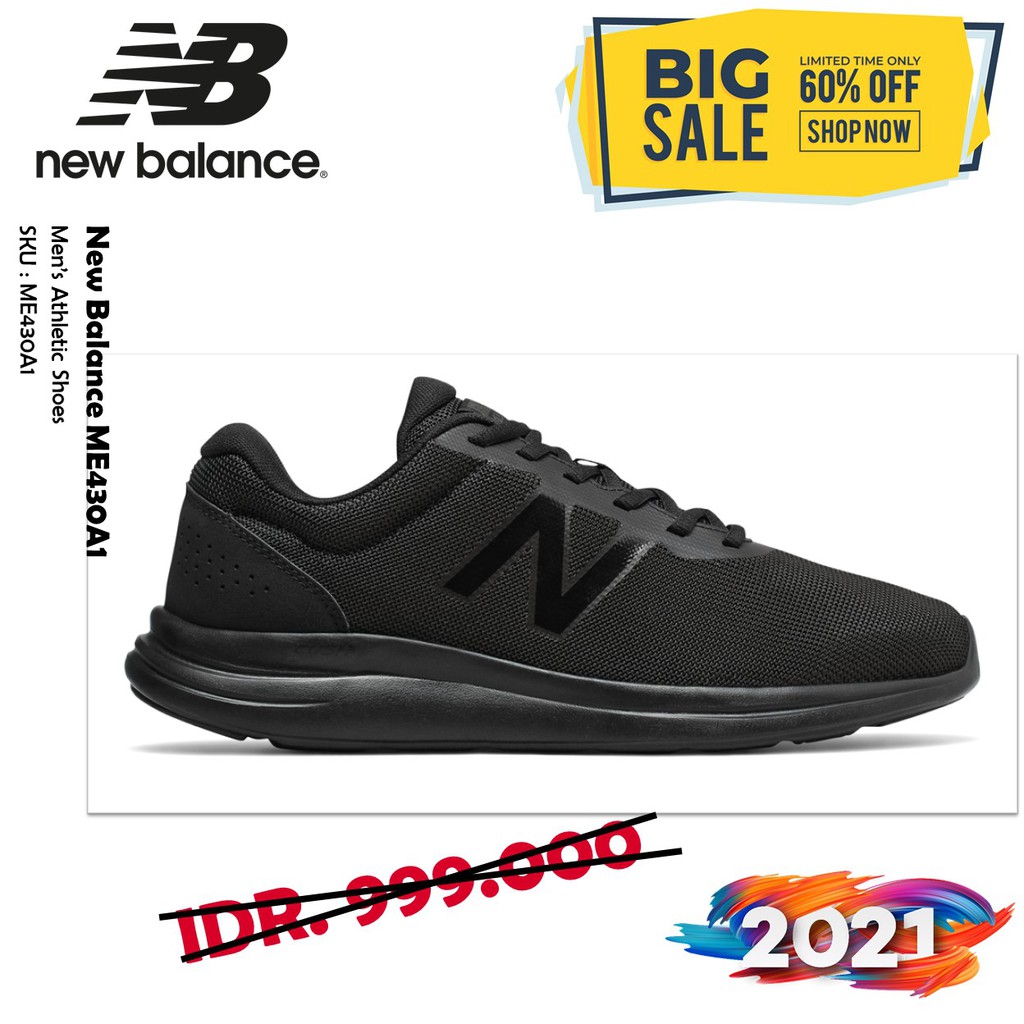 Sepatu Pria Running Shoes New Balance ME430A1 Original BNIB Full Black full Hitam