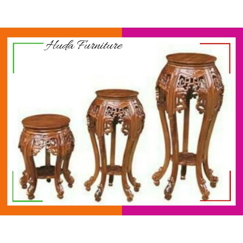 Jual MEJA POT SET KAYU JATI UKIR JEPARA CUMI | Shopee Indonesia
