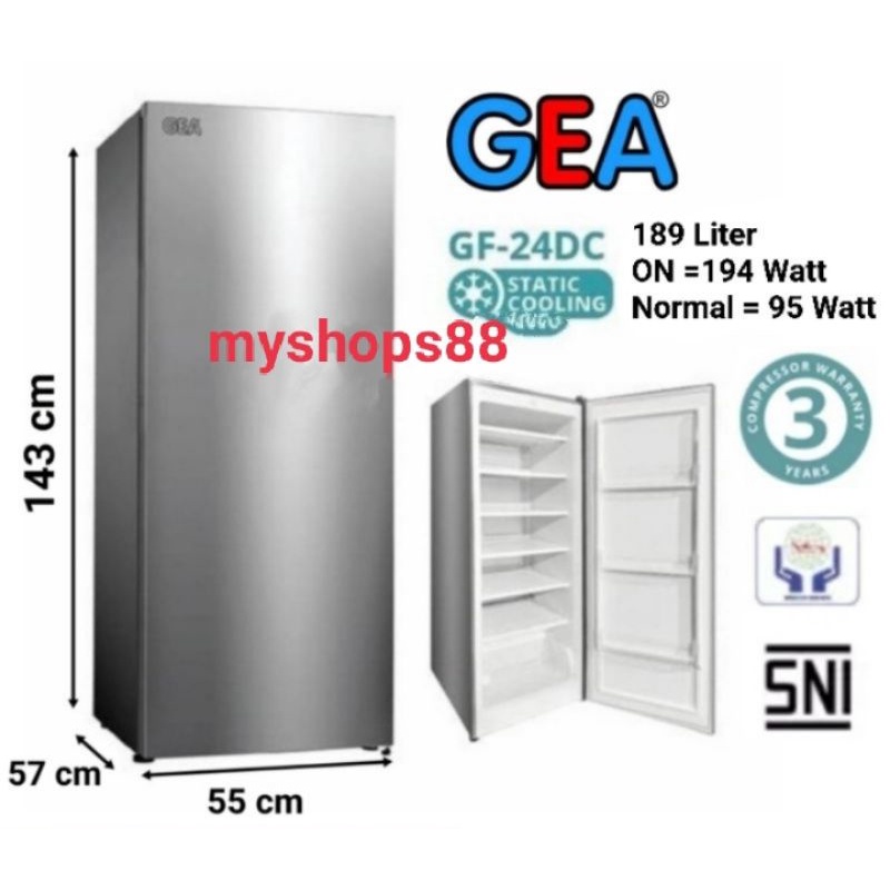 Jual GEA GF24DC UPRIGHT FREEZER GEA / KULKAS ES BATU / FREEZER BERDIRI